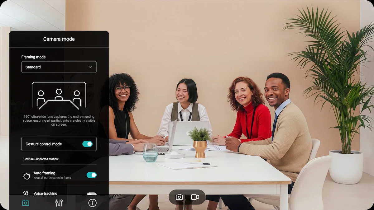 Collaborate as if in person with 4K fidelity, AI tracking, a wide viewing angle, and more.