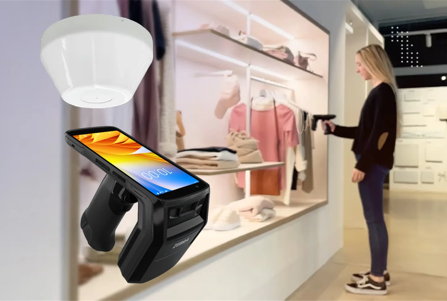 Hybrid overhead + handheld RFID
